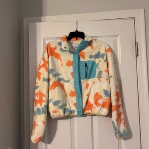 RVCA Day Off Multicolor  Tie-Dye Cozy Fleece Snaps Down Relax Fit Jacket M